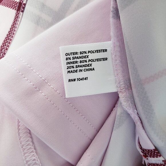 NEW Lady Hagen Golf Skort Skirt Size XL Clubhouse Plaid Burgundy Red Pink 16" - Picture 8 of 11